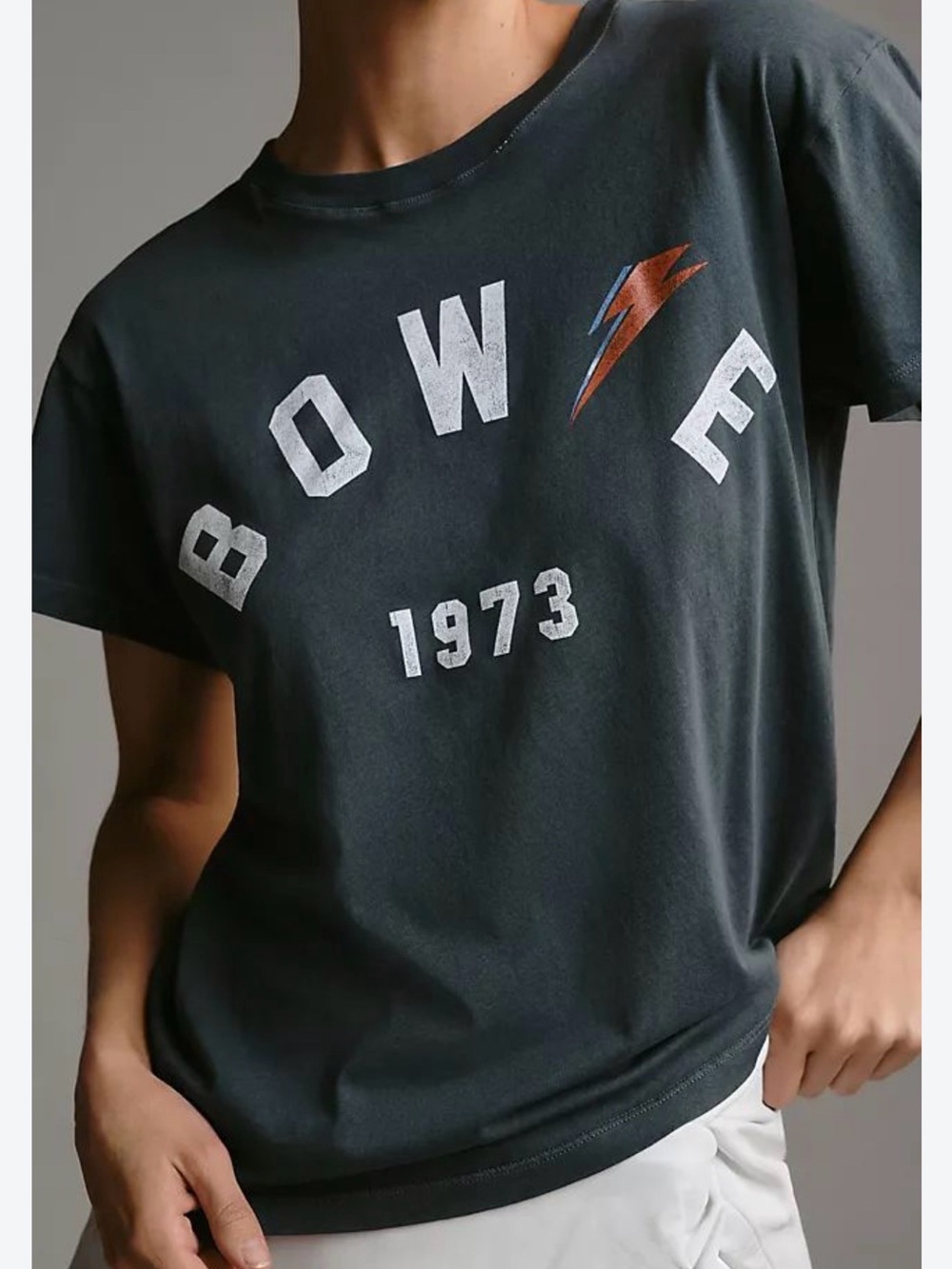 DAVID BOWIE ANTHROPOLOGIE LETLUV GRAPHIC BAND TEE SZ S TRUE TO SIZE FIT